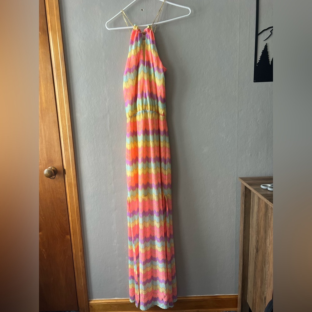 Lilly Pulitzer Inna pastel chevron print gauzy halter dress Size XS - Picture 9 of 12